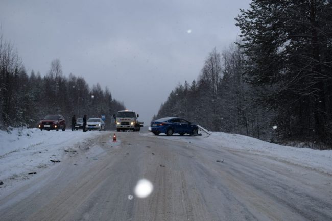 На автодороге Ухта – Сосногорск произошло столкновение двух Hyundai